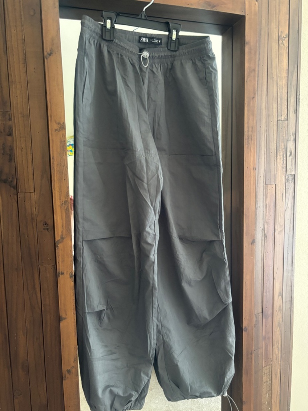 Zara Gray Cargo Pants with Elastic Waist